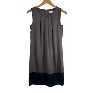 LOFT Women's Dress Mauve Black Colorblock Sleeveless‎ Sheath Knee Length Size S